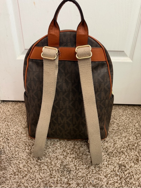 Michael Kors Signature Brown Backpack | Full Size | MK Logo Print main image 4